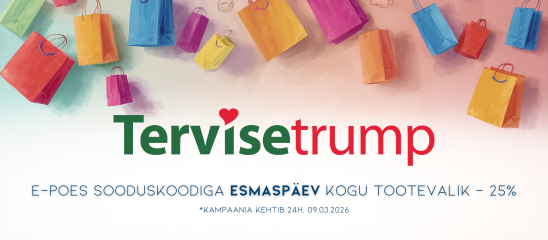„E-poe kampaania: sooduskood ESMASPÄEV annab kogu tootevalikult −25%, kehtib 09.03.2026.” 🛍️